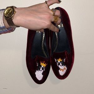 C Wonder Velvet Royal French Bulldog Loafers